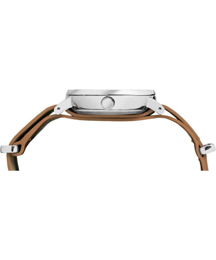 Fairfield 37mm Leather Strap Watch Chrome/Tan/Blue large