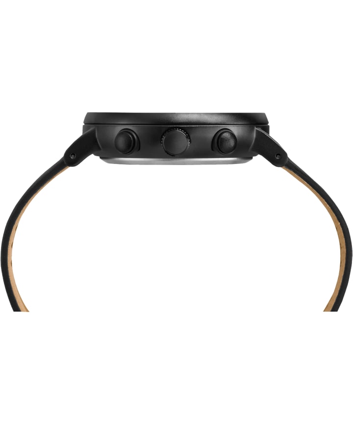 Fairfield Chronographe 41 mm, grande, bracelet en cuir noir