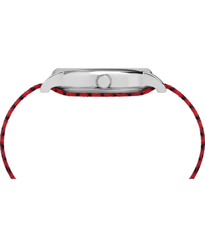 Timex x Peanuts - Linus 38mm Fabric Strap Watch Silver-Tone/Red/White large