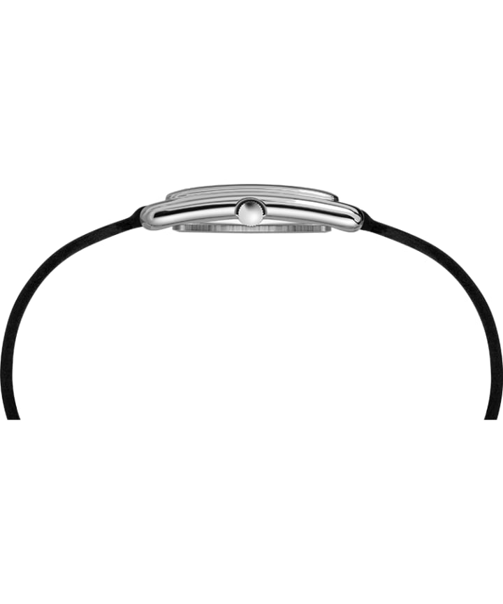 Addison 25mm Double Wrap Leather Strap Watch Chrome/Black large