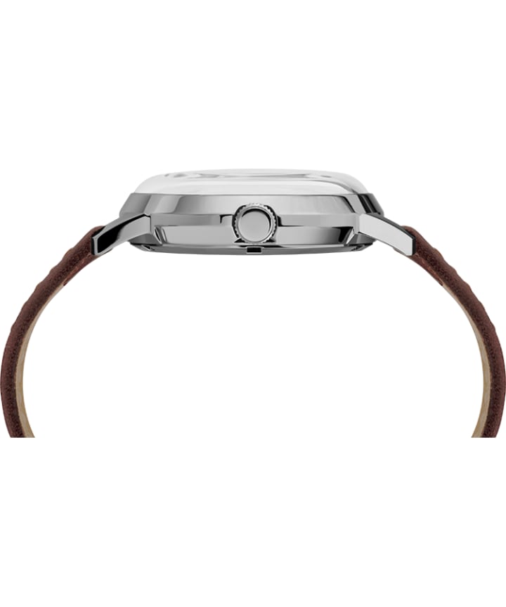 Marlin® Automatic 40mm Leather Strap Watch Brown/Silver-Tone large