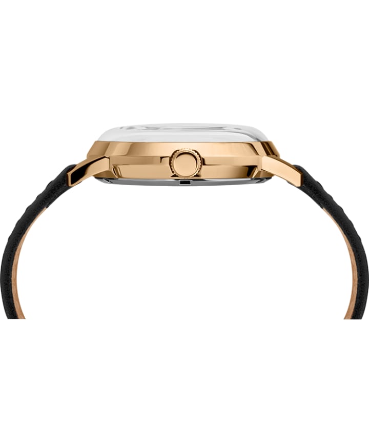 Marlin® Automatic 40mm Leather Strap Watch Black/Gold-Tone large