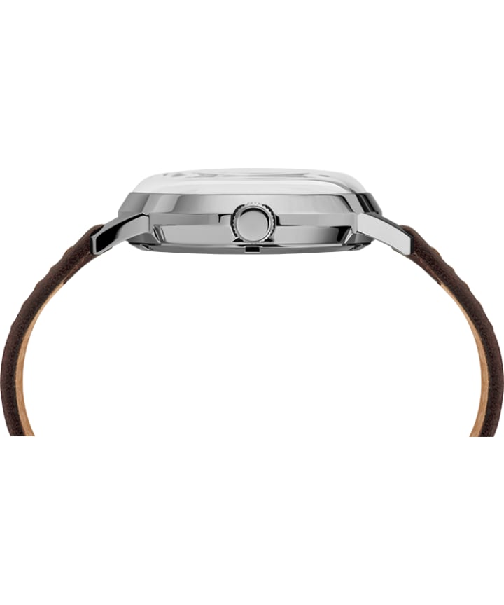 Marlin® Automatic 40mm Leather Strap Watch Black/Silver-Tone large