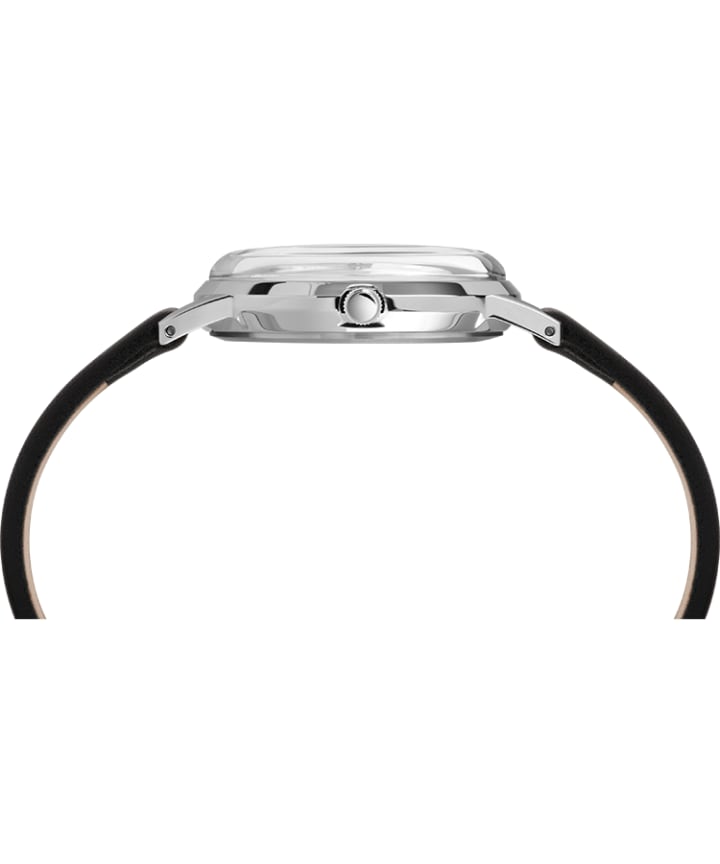 Zegarek Timex x Peanuts wyłącznie dla Todda Snydera z 34mm kopertą i skórzanym paskiem Stal nierdzewna/Czarny/Biały large