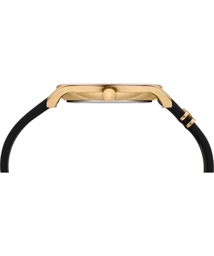 Transcend 38mm Leather Strap Watch Gold-Tone/Black large