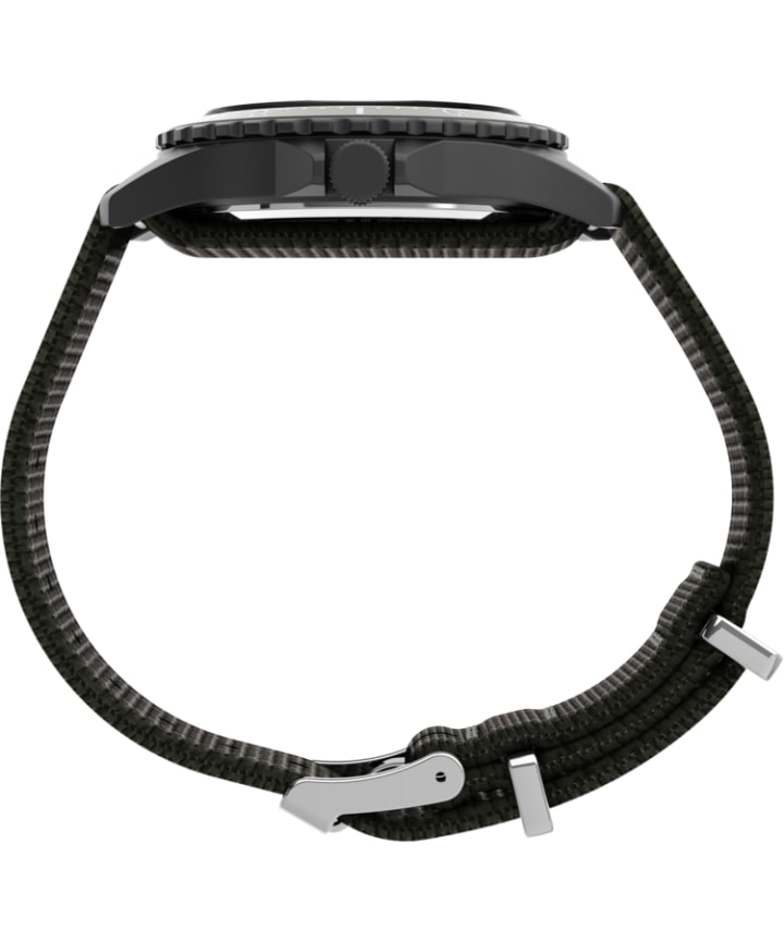 Navi XL 41mm Fabric Slip-Thru Strap Watch Gunmetal/Green/White large