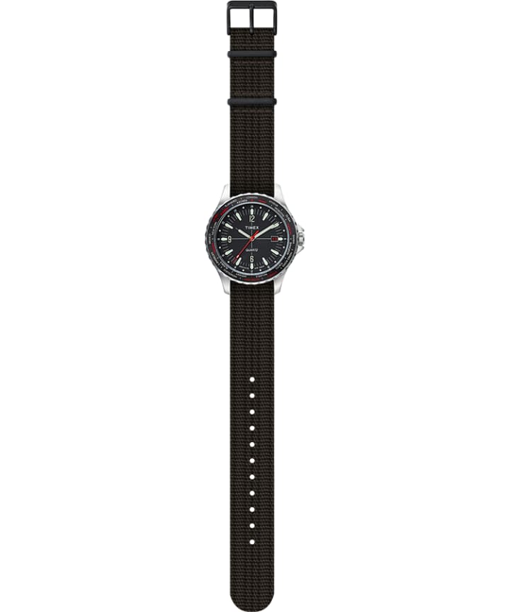 Navi World Time 38mm Fabric Strap Watch Stainless-Steel/Black large