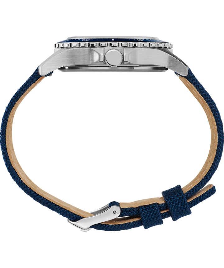 Navi XL 41mm Fabric Strap Watch Featuring NASA Logo on Dial Stainless-Steel/Blue/White large