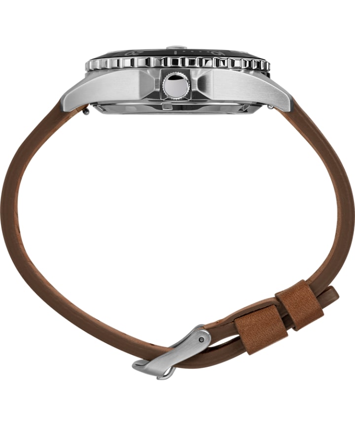 Navi XL Automatic 41mm Leather Strap Watch Stainless-Steel/Brown/Green large