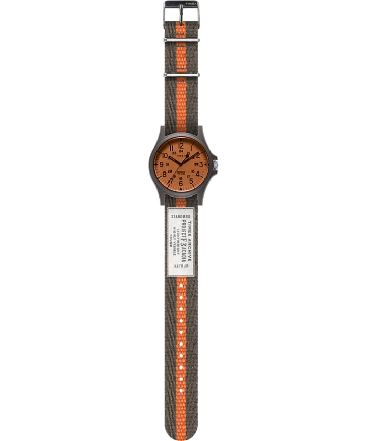 Acadia 40mm Fabric Strap Watch Green/White/Orange large