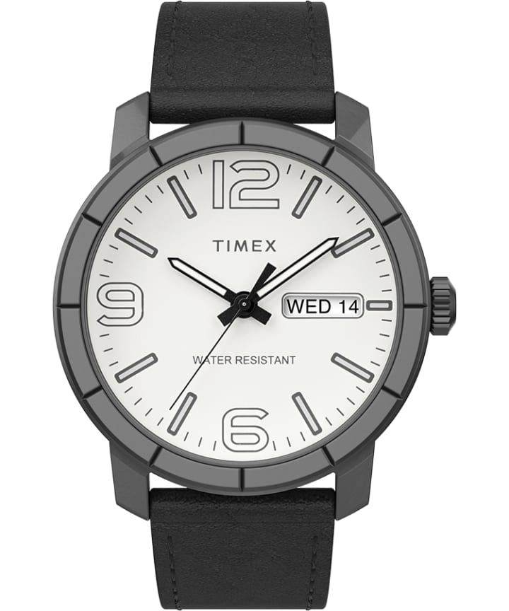 Mod44 44mm Leather Strap Watch Silver-Tone/Black/White large