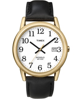 Easy Reader 35mm Leather Watch with Date Gold-Tone/Black/White large