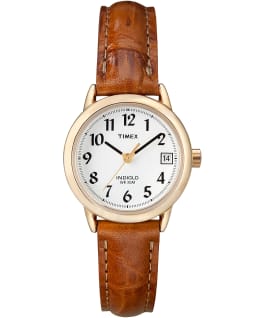 Easy Reader 25mm with Date Leather Watch Gold-Tone/Brown/White large