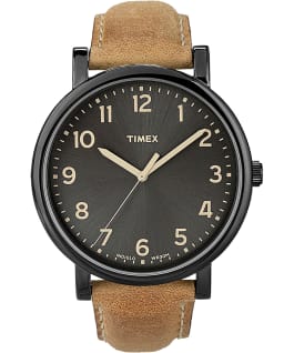 Originals Oversized with Numbers Leather Watch Black/Tan large