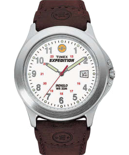 Expedition Metal Field 40mm Leather Watch Silver-Tone/Brown/White large