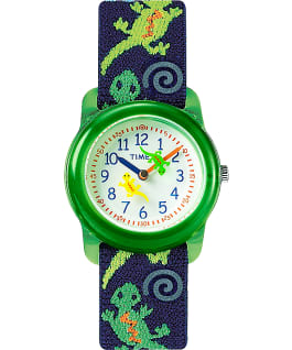 Timex Time Machines 29MM Green Gecko Elastic Fabric Kids Watch