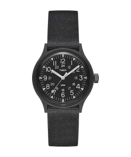 MK1 Military 36mm Grosgrain Strap Watch with Resin Dial Black large