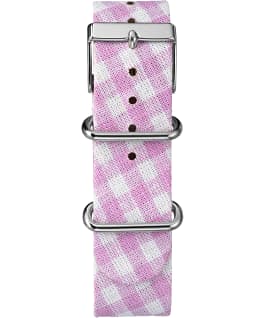 Weekender Patterns 38mm Fabric Strap Watch Chrome/Pink/White large