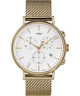 Fairfield Chronograph 41mm Mesh Stainless Steel Watch Gold-Tone/White large