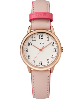 Easy Reader Color Pop 30mm Leather Watch Womens Rose-Gold-Tone/Pink/Cream large