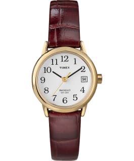 Easy Reader 25mm with Date Leather Watch Gold-Tone/Red/White large