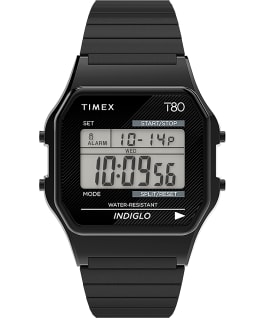 Timex T80 Edelstahl mit Stretch-Armband, 34&nbsp;mm Schwarz large