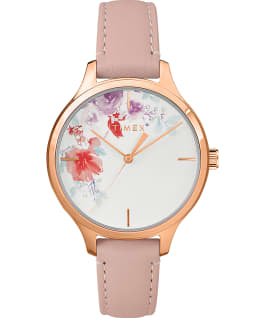 Exclusive Crystal Bloom 36mm Rose Gold Tone Leather Watch Rose-Gold-Tone/Pink/White large