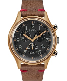 MK1 Chronograph Steel 42mm Leather Strap Watch Bronze-Tone/Brown/Black large