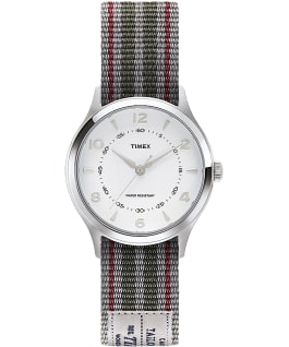 Whitney Village 36mm Reversible Grosgrain Strap Watch-1 Stainless-Steel/White large