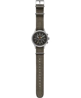 Allied Chronograph 42mm Stonewashed Fabric Strap Watch Silver-Tone/Green/Black large