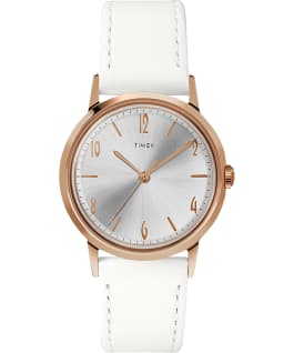 Marlin Ladies 34mm Hand-Wound Leather Strap Watch Rose-Gold-Tone/White large