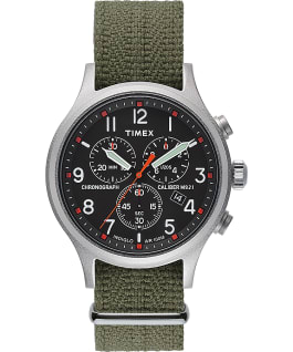 Archive Allied Chronograph 42mm Fabric Strap Watch Silver-Tone/Green/Black large