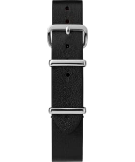 16mm Leather Single Layer Slip Thru Strap with Silver Black large