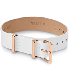 16mm Leather Single Layer Slip Thru Strap with Rose Gold Tone White large