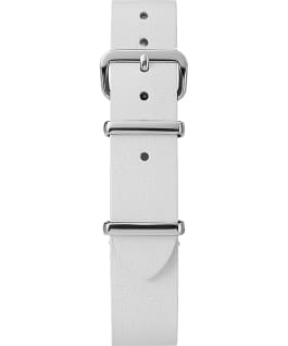 16mm Leather Single Layer Slip Thru Strap with Silver White large