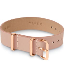 16mm Leather Single Layer Slip Thru Strap with Rose Gold Tone Tan large