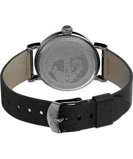 Standard 40mm Leather Strap Watch Silver-Tone/Black/Silver-Tone large