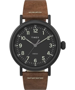 Standard 40mm Leather Strap Watch Black/Brown/Black large