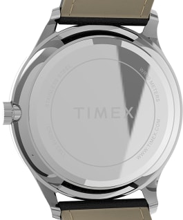 Modern Easy Reader 40mm Leather Strap Watch Silver-Tone/Black large