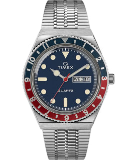 Montre Q Timex Reissue 38&nbsp;mm Bracelet en acier inoxydable Acier inoxydable/Bleu large