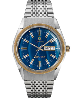 Q Timex Reissue Falcon Eye 38mm Stainless Steel Bracelet Watch Stainless-Steel/Blue/Gold-Tone large