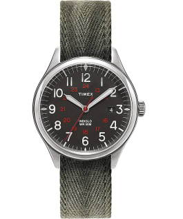 Waterbury United 38mm Fabric Strap Watch Black/Green large