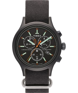 Archive Allied Chronograph 42mm Leather Strap Watch Black/Black large