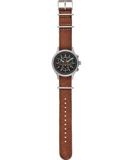 Archive Allied Chronograph 42mm Leather Strap Watch Silver-Tone/Brown/Black large