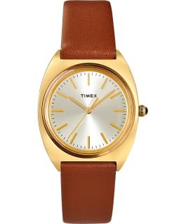 Milano 33mm Leather Strap Watch Gold-Tone/Burgundy/Champagne large