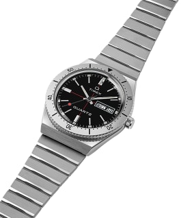 Q Timex Edelstahl mit Stretch-Armband, 38&nbsp;mm Schwarz/Edelstahl large