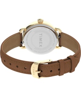 Standard 34mm Leather Strap Watch Gold-Tone/Brown/Silver-Tone large