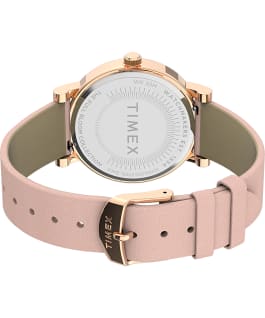 Full Bloom with Crystals 38mm Leather Strap Watch Rose-Gold-Tone/Pink/White large