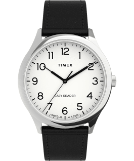 Easy Reader Gen1 40mm Leather Strap Watch Silver-Tone/Black/White large
