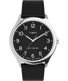 Easy Reader Gen1 40mm Leather Strap Watch Silver-Tone/Black large